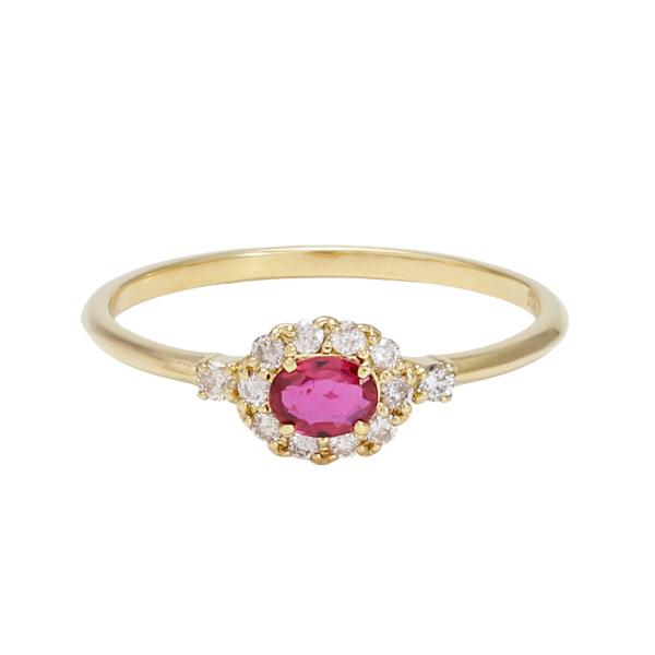 K18 ルビー＆ダイヤモンド 指輪 クラシックデザインリング 指輪 ルビー 0.58ct ダイヤモンド K18