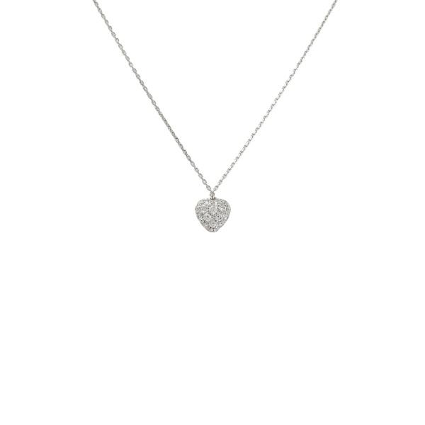​【刻印あり】K18WG 18金ホワイトゴールド ハート パヴェ ネックレス Cartier（カルティエ） Cハート パヴェ K18ホワイトゴールド