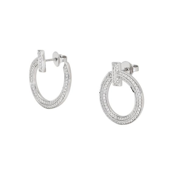 TIFFANY&Co. ティファニー T ワン オープン フープ ピアス K18ホワイト