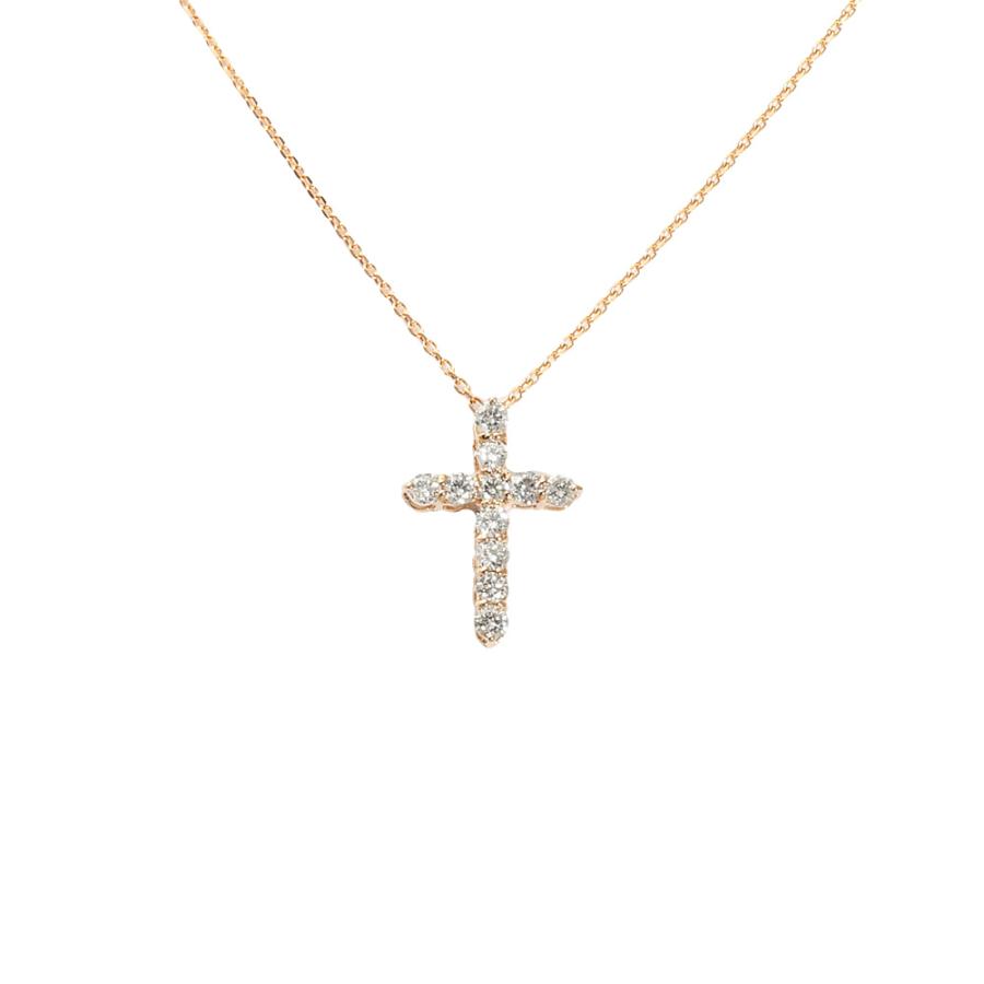 K18ピンクゴールド ダイヤモンド クロス ネックレス : ジェム