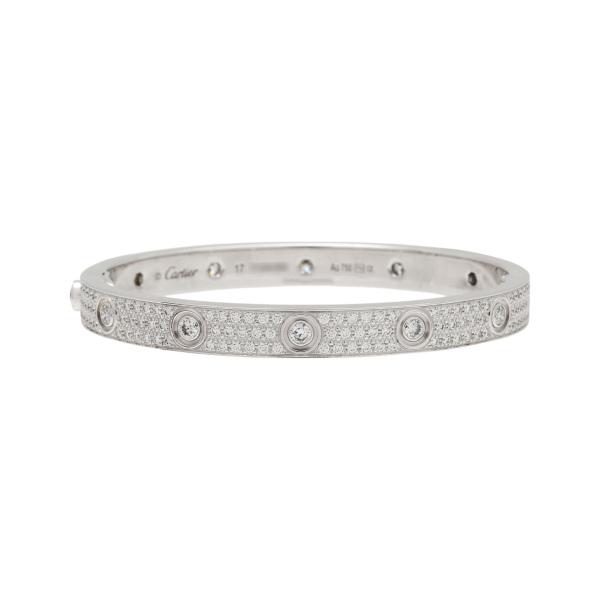 カルティエ ラブブレスレットSM パヴェダイヤ K18WG レディース【中古】 Cartier（カルティエ） ラブ パヴェダイヤモンド K18ホワイトゴールド