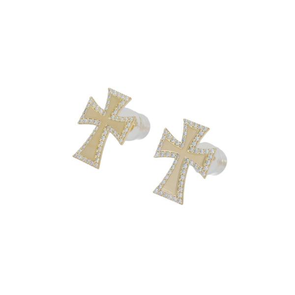 K18イエローゴールド ダイヤモンド クロス ピアス : ジェムキャッスル