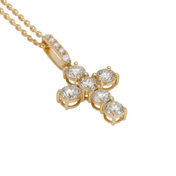 K18 クロスダイヤモンドネックレス K18ピンクゴールド ダイヤモンド クロス ネックレス : ジェム