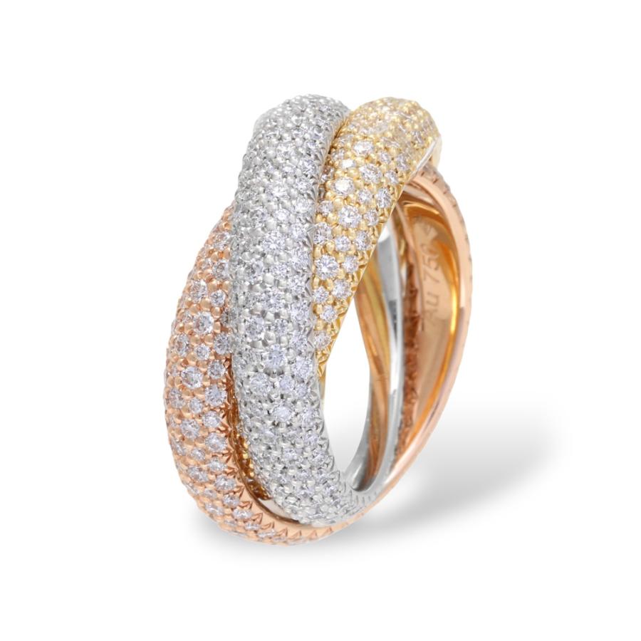 CARTIER カルティエ K18WG トリニティ　パヴェダイヤ　リング Cartier（カルティエ） トリニティ ラージモデル パヴェ K18イエロー