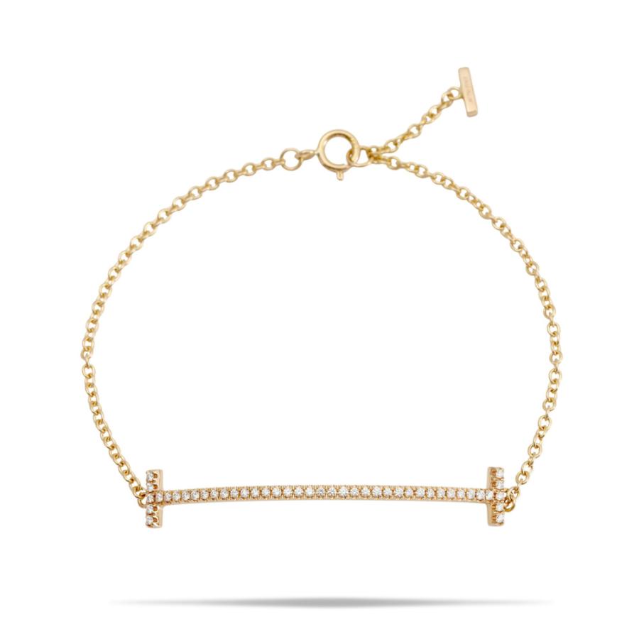 美品 Tiffany & Co. ローズゴールド ブレスレット TIFFANY&Co.（ティファニー） T スマイル K18ローズゴールド