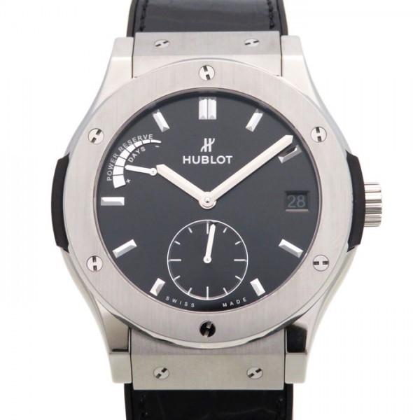 ウブロ HUBLOT クラシックフュージョン パワーリザーブ 8デイズ チタニウム 516.NX.1470.LR ブラック文字盤 新品 腕時計 メンズ