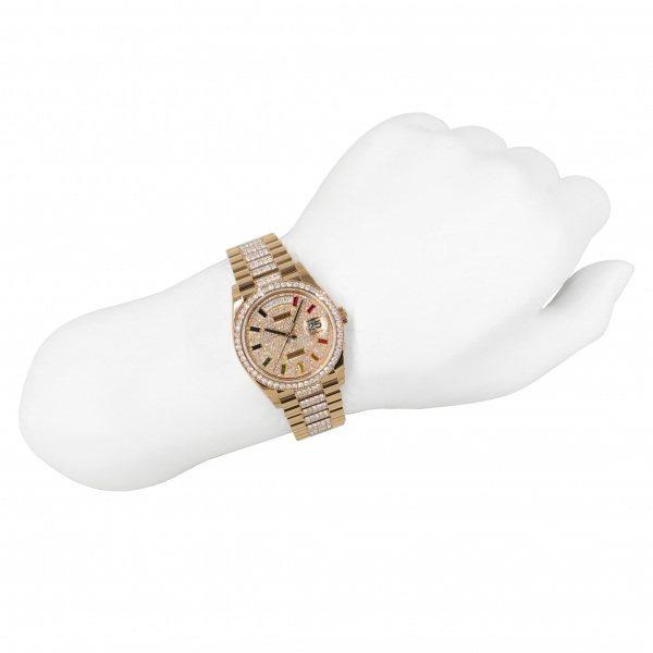 ロレックス ROLEX デイデイト 36 レインボー ブレスダイヤ 128345RBR 全面ダイヤ文字盤 新品 腕時計 メンズ