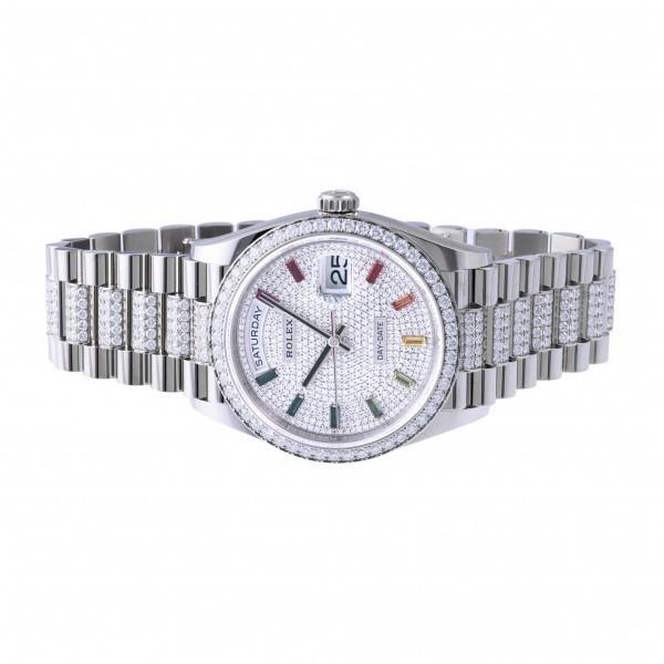 ロレックス ROLEX デイデイト 36 レインボーインデックス ベゼルダイヤ 128349RBR 全面ダイヤ文字盤 新品 腕時計 メンズ