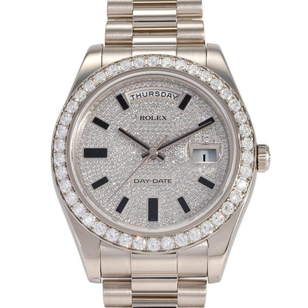 【m♡出品】 デイデイトII ロレックス ROLEX 218349ZE ダイヤ/シルバー文字盤 中古