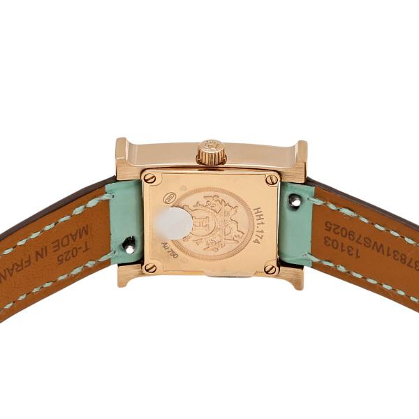 HERMES エルメス Hウォッチ HH1.174 ターコイズブルー文字盤