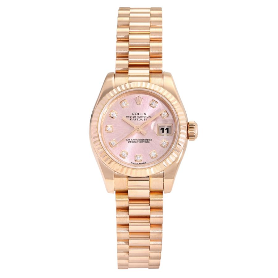 ロレックス デイトジャスト26 レディース時計 10Pダイヤ コンピューター文字盤 Datejust 26 Ladies 179171G 箱 保証書 K18PG/SS レディース時計 シルバー 仕上げ済 美品 【中古】 ROLEX - ロレックス デイトジャスト26 レディース時計 10Pダイヤ