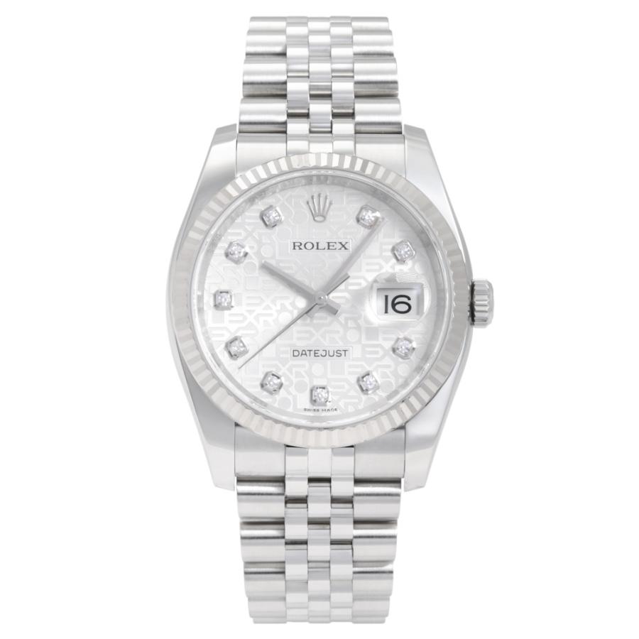 ROLEX ロレックスデイトジャスト壁掛け時計　ホワイト×シルバー　新品未使用 69174G シルバー ROLEX（ロレックス）デイトジャスト 10Pダイヤ 中古