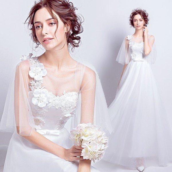 芸能人愛用 ウエディングドレス Aラインドレス 安い ウェディングドレス 二次会 大きいサイズ 演奏会 ロングドレス 結婚式 ブライダル 披露宴 ボレロ パーティードレス 花嫁 Aライン サイズ Xxl