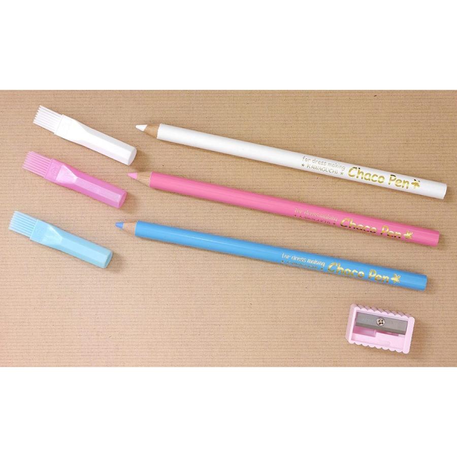 KAWAGUCHI（カワグチ） チャコペン 3本セット 削り器入 白 青 赤 19