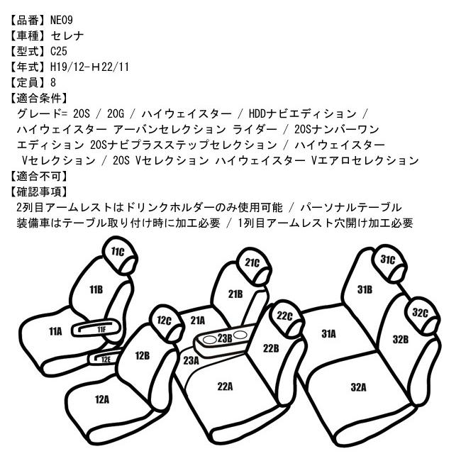 NE09【セレナ C25】H19/12-H22/11 レガリア シートカバー : GCJ-Shop2