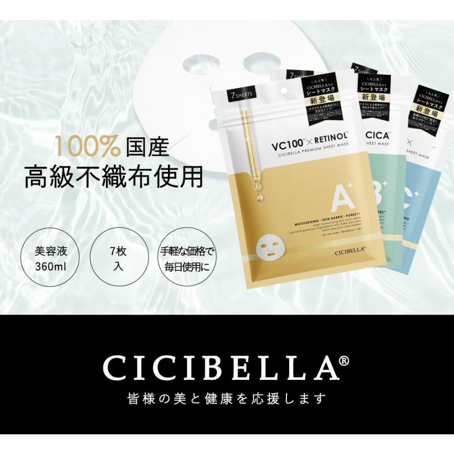 CICIBELLA シートマスク 7枚 大容量 高保湿 CICA フェイスマスク