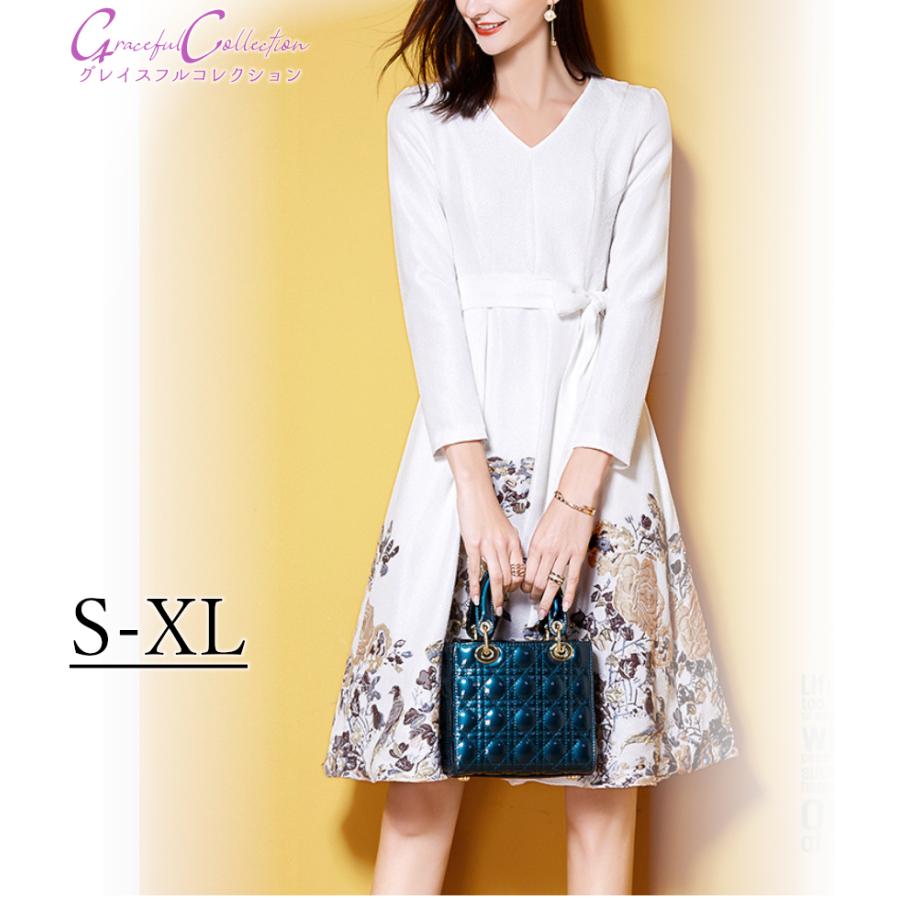 正規品販売 春秋冬代30代40代50代 女性服装 両親顔合わせ パーティー フォーマルワンピース 結婚式ドレス 花柄 Aライン 見合い 母親128 1221 0143 母 食事会 ワンピース サイズ ｓ Lifeinlacruz Com