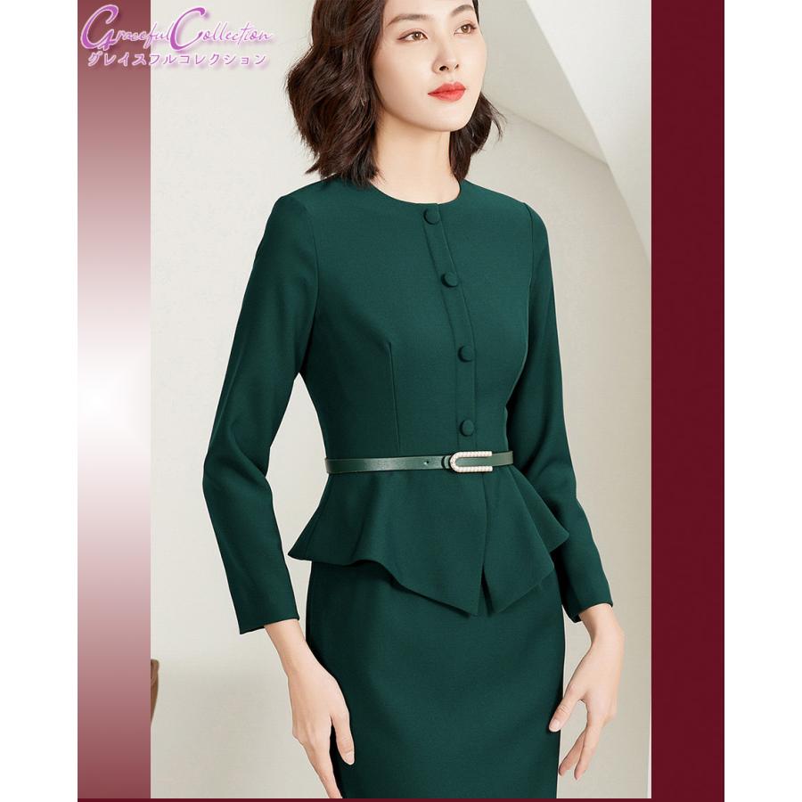 超歓迎 パーティー フォーマルワンピース 結婚式ドレス 袖あり タイト 両親顔合わせ ミセス167 0422 0011 おしゃれ 母 食事会 見合い 春秋30代40代50代60代 女性服装 ワンピース カラー ダークグリーン Www We Job Com