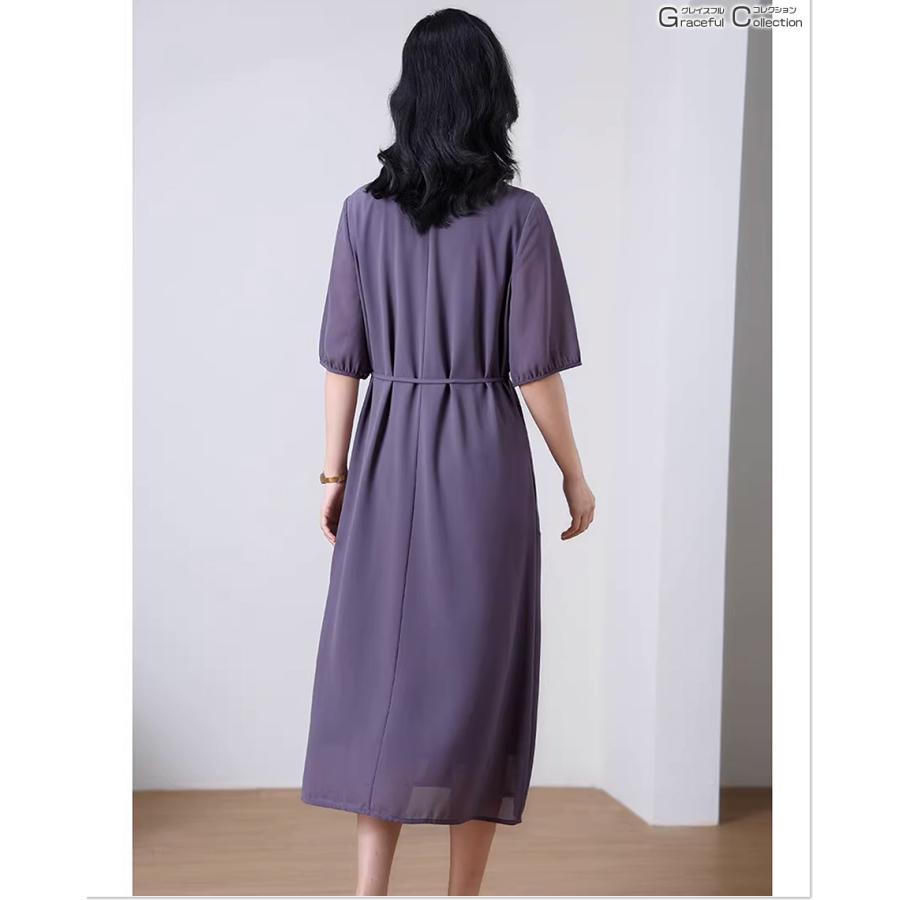 ロング 結婚式 服装 60代 叔母 女性 フォーマルドレス お食事会 両家顔合わせ服装 50代 母親 お宮参り ワンピース 祖母 70代 上品 春 秋 着やせ 甥168-0624-0470の画像