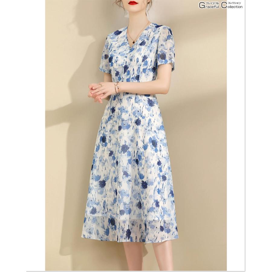 Aライン 結婚式 服装 50代 女性 叔母 ワンピース フォーマルドレス 食事会 両親 顔合わせ 服装 40代 70代 母親 60代 祖母 お宮参り ファッション 170-0523-0292の画像