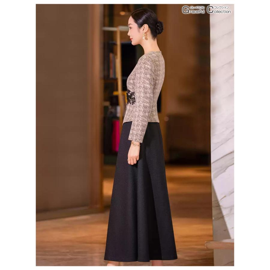 結婚式 服装 50代 女性 叔母 フォーマル ワンピース 食事会 顔合わせ 服装 母親 60代 ミセス お宮参り 祖母 70代 マザーズドレス 同窓会 春秋 冬172-1125-0295_7
