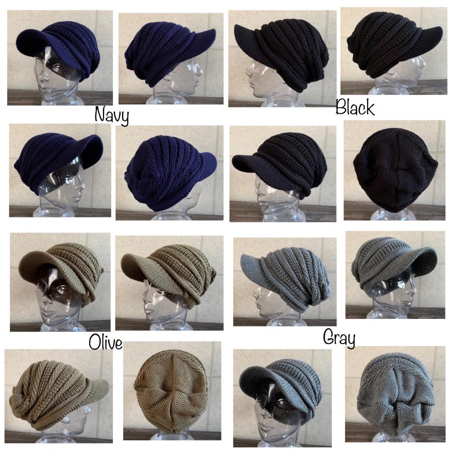 8色展開 帽子 つば付 ゆったり ニット キャスケット キャップ 横リブ