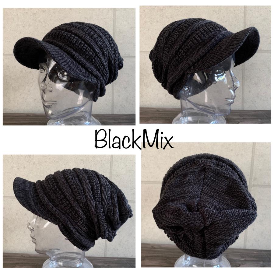 8色展開 帽子 つば付 ゆったり ニット キャスケット キャップ 横リブ