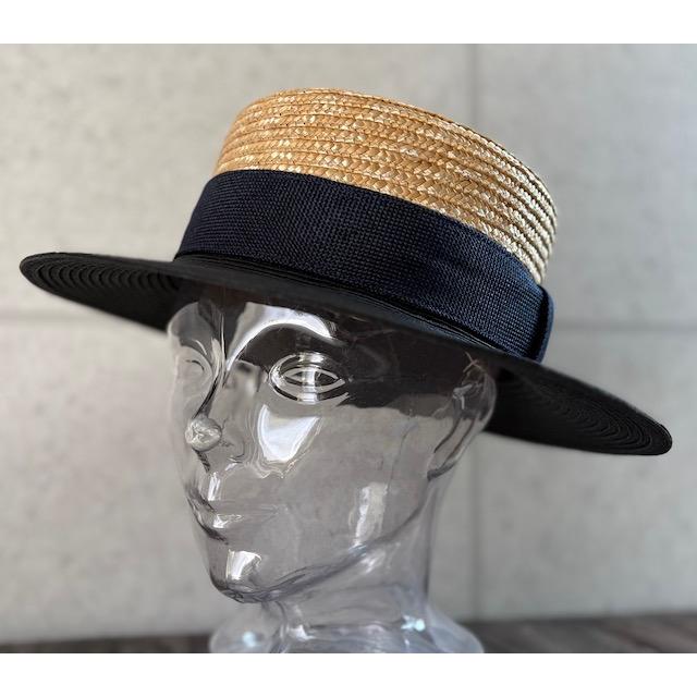 帽子 上質 カンカン帽 キャノチェ ストローハット ツートン バイカラー