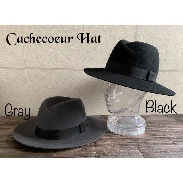 帽子 フェルト ハット カシュクール つば広 中折れ ウール 秋 冬