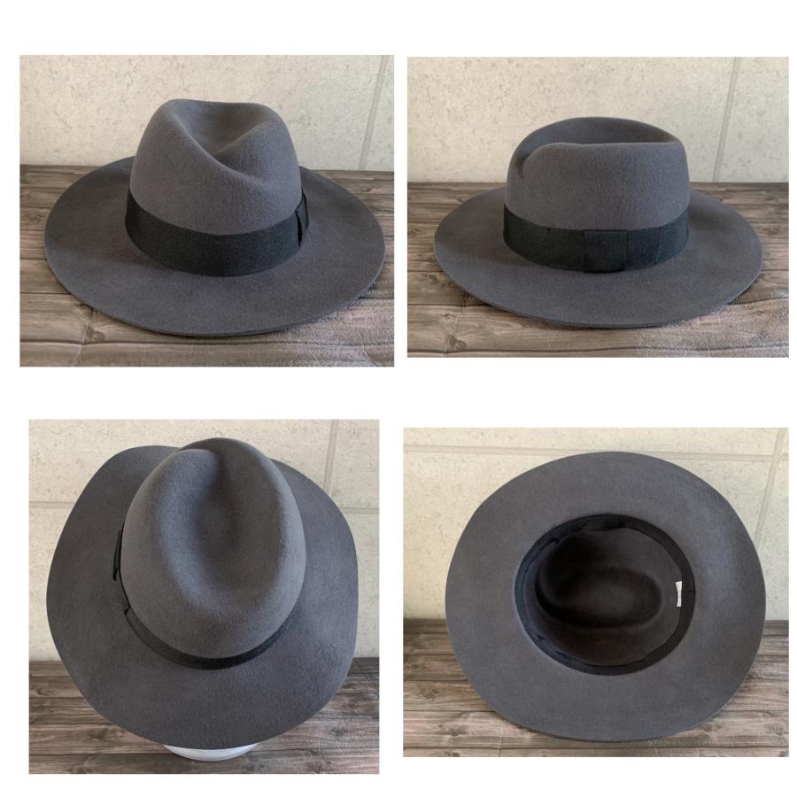 帽子 メンズ ハット 中折れハット ウール 羊毛 フェルト 帽体 レディース グレー (ツバ広 秋冬用 秋冬商品 帽子 ぼうし 大人カジュアル ファッション つば広 ハット 中折れ帽 フェルトハット ウールハット トレンド 秋物 冬物) 父の日 帽子 フェルト ハット カシュクール つば広 中折れ ウール 秋 冬