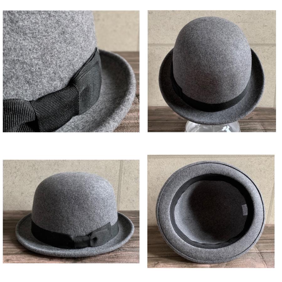 Yohji Yamamoto グレー フェルトハット ウール 帽子 防寒 帽子 ボーラーハット フェルト ハット ウール100% ダービーハット