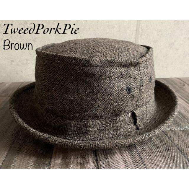 2色展開 帽子 ウール ヘリンボーン ポークパイ ハット ツィード 秋 冬