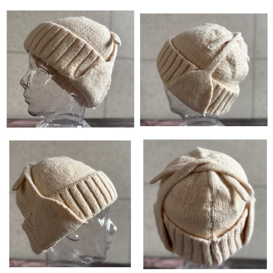 最短当日発送】 2色展開 帽子 ニット帽 折り返し 耳付き ニット