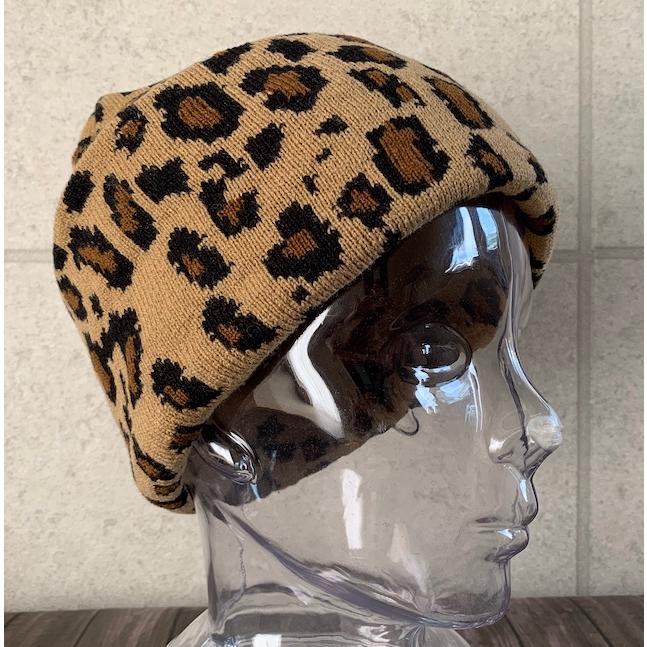 2色展開 特価 帽子 レオパード ビーニー ニット帽 ワッチ ヒョウ