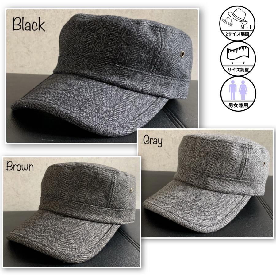 2サイズ展開 帽子 ツィード ワークキャップ ウール ジャガード サイズ
