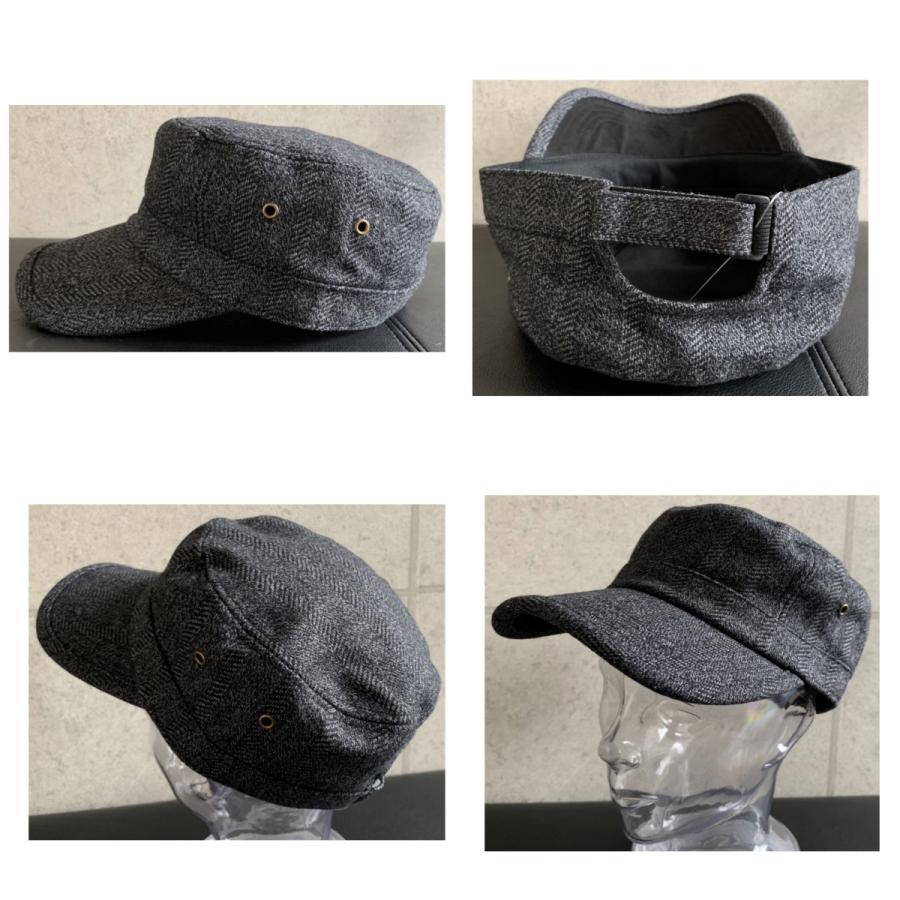 2サイズ展開 帽子 ツィード ワークキャップ ウール ジャガード サイズ
