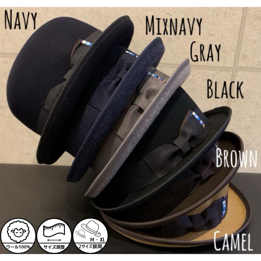 2サイズ展開 ボーラー ハット ストローハット フェルト ウール 重ね