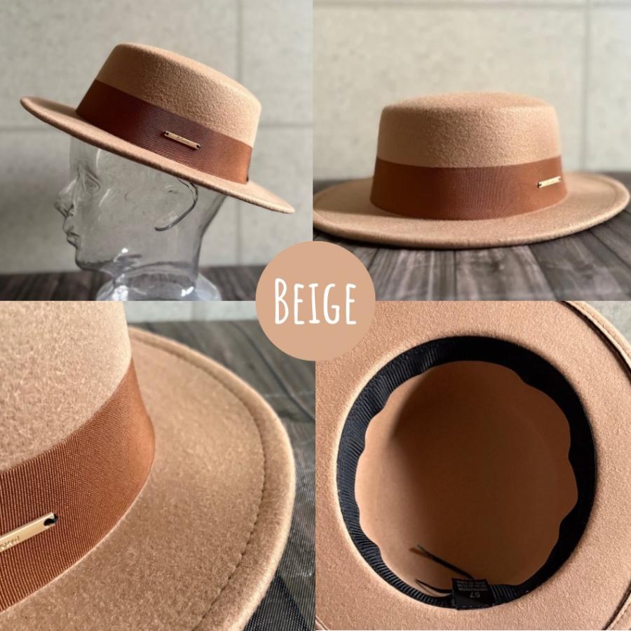 【最短当日発送】 特価 帽子 カンカン帽 ハット ポリフェルト 幅広リボン フェルト メンズ レディース 男女 サイズ調整 秋冬 シンプル 【複数ご購入送料無料】 |  | 15