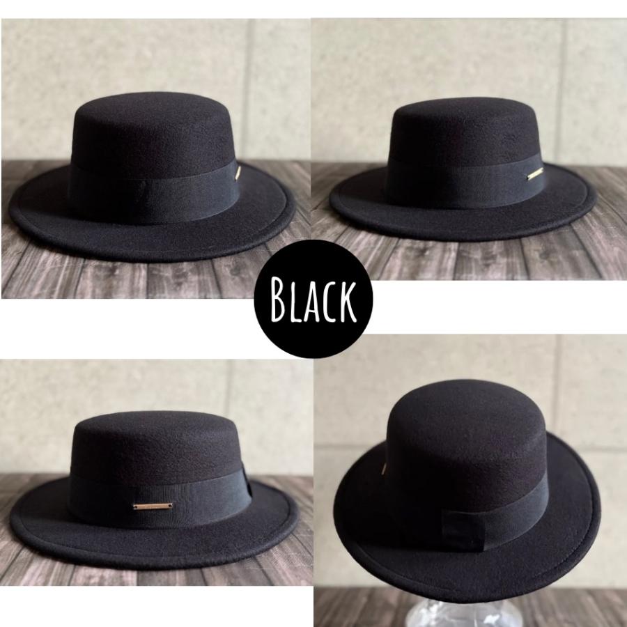 【最短当日発送】 特価 帽子 カンカン帽 ハット ポリフェルト 幅広リボン フェルト メンズ レディース 男女 サイズ調整 秋冬 シンプル 【複数ご購入送料無料】 |  | 07