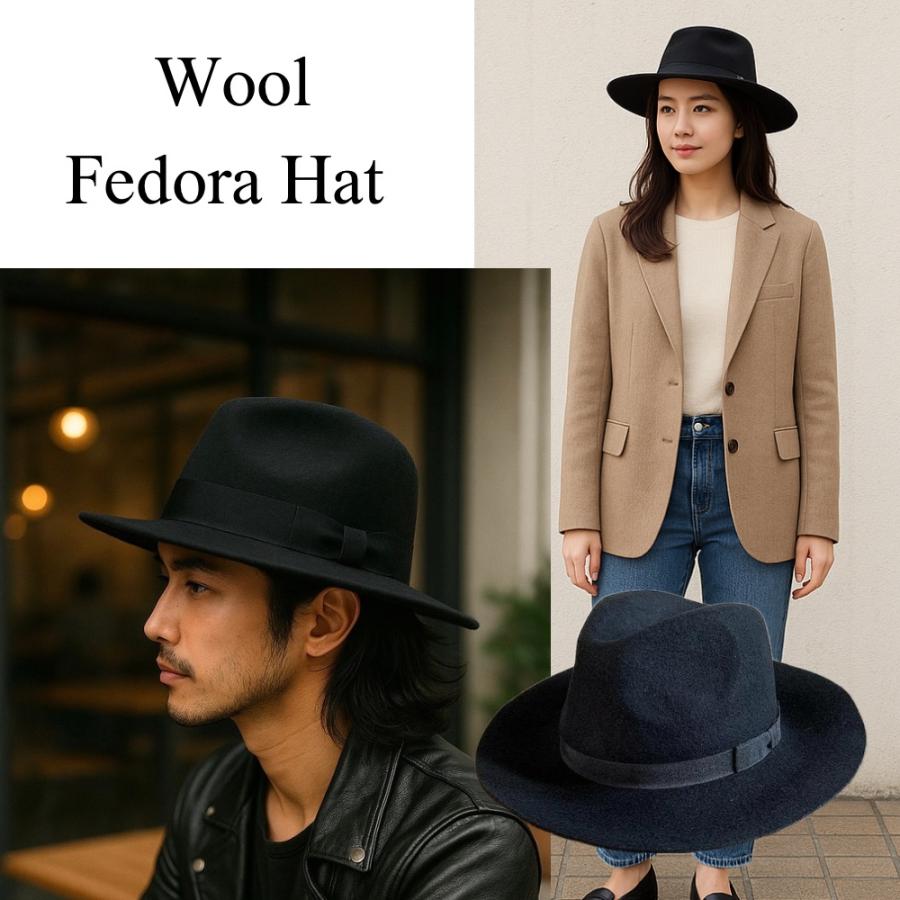 特価 帽子 フェルト つば広 フェドラ 中折れ ハット ウール100
