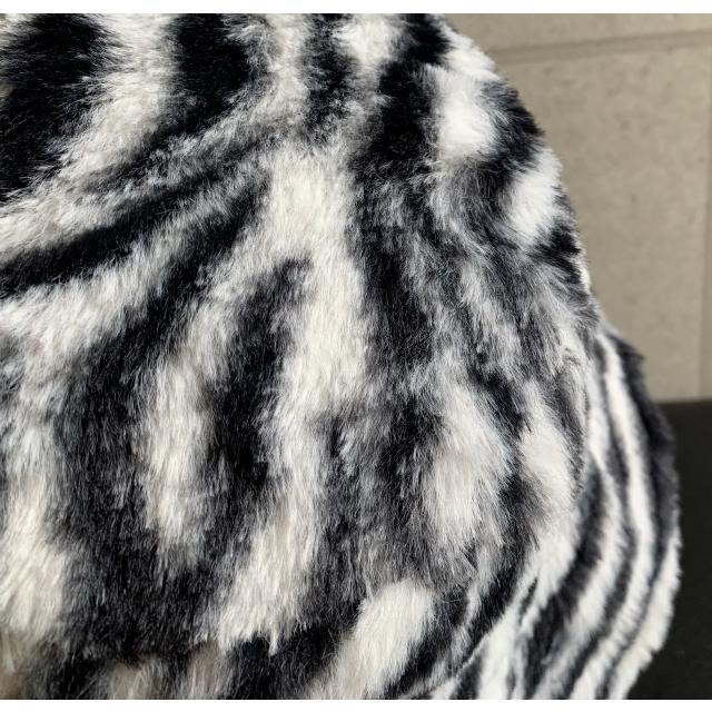 帽子 ファー バケハ ゼブラ柄 バケット ハット 秋 冬 男女兼用 防寒