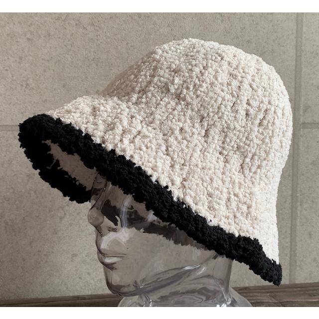 3色展開 帽子 クロシェ ベルハット ニット ボア チューリップ バケット