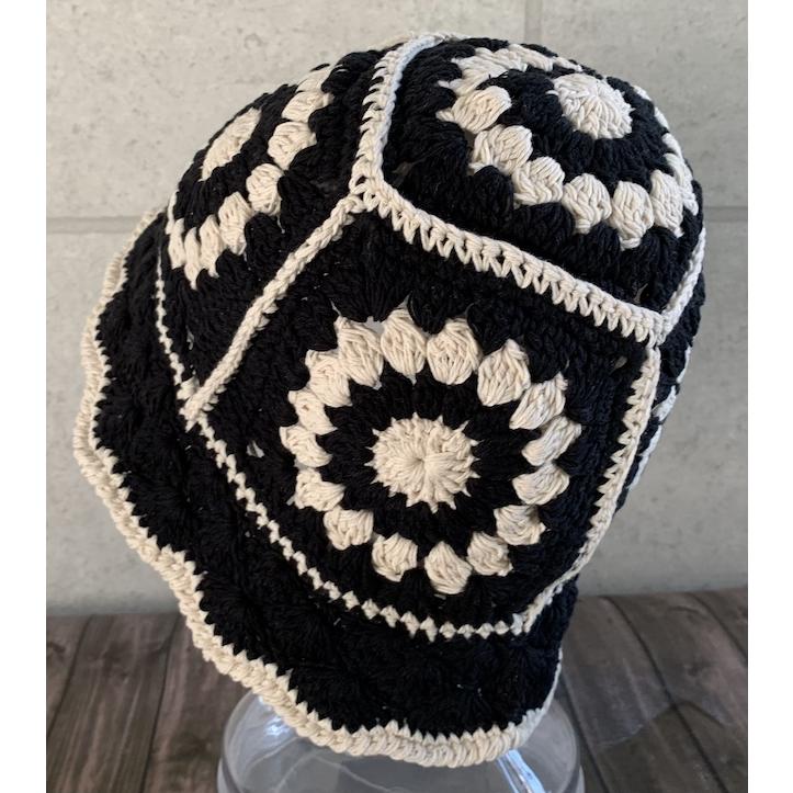 ２点セット　ブランケット　黒　バケットハット　マルチカバー　コットン　綿　編み物 楽天市場】バケットハット / 公式 CUBE SUGAR カギ針 クロシェ