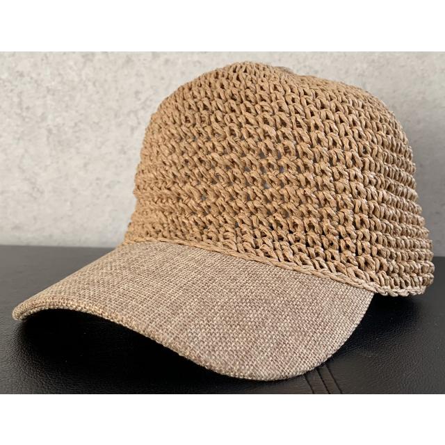 ペーパー 細編み キャップ ストロー CAP ナチュラル 涼しげ サイズ調整
