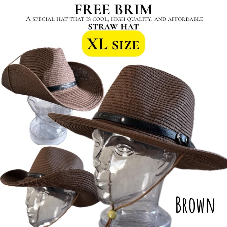 【最短当日発送】 帽子 XL BIG サイズ テンガロン ハット ウエスタン フェドラ つば広 カウボーイ 中折れ帽 アウトドア 日よけ ストロー 【複数ご購入送料無料】 |  | 11