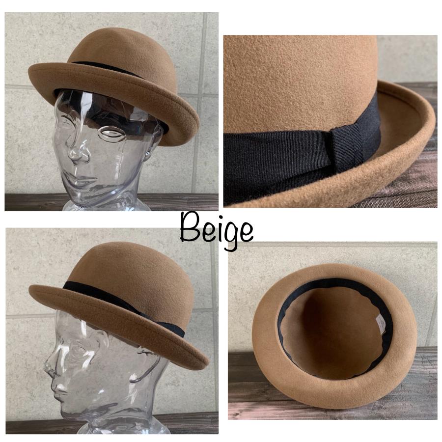 6色展開 帽子 ウール フェルト ボーラー ハット ダービーハット