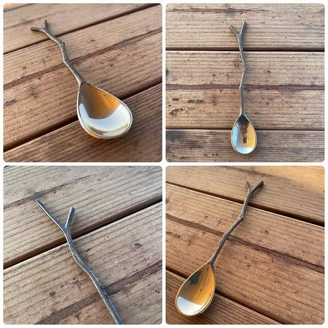 【 送料無料 】 真鍮 (しんちゅう) 枝 スプーン Lサイズ 3点セット 真鍮製 ブラス カトラリー アウトドア ゴールド アンティーク 小枝 |  | 01