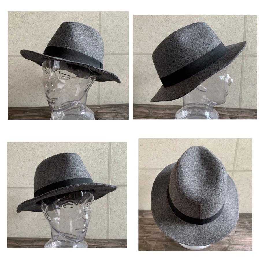 2サイズ展開 帽子 メルトン つば広 中折ハット フェドラハット