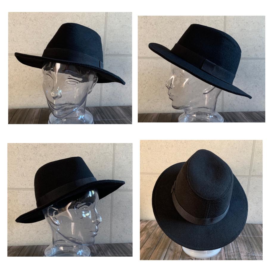 2サイズ展開 帽子 メルトン つば広 中折ハット フェドラハット