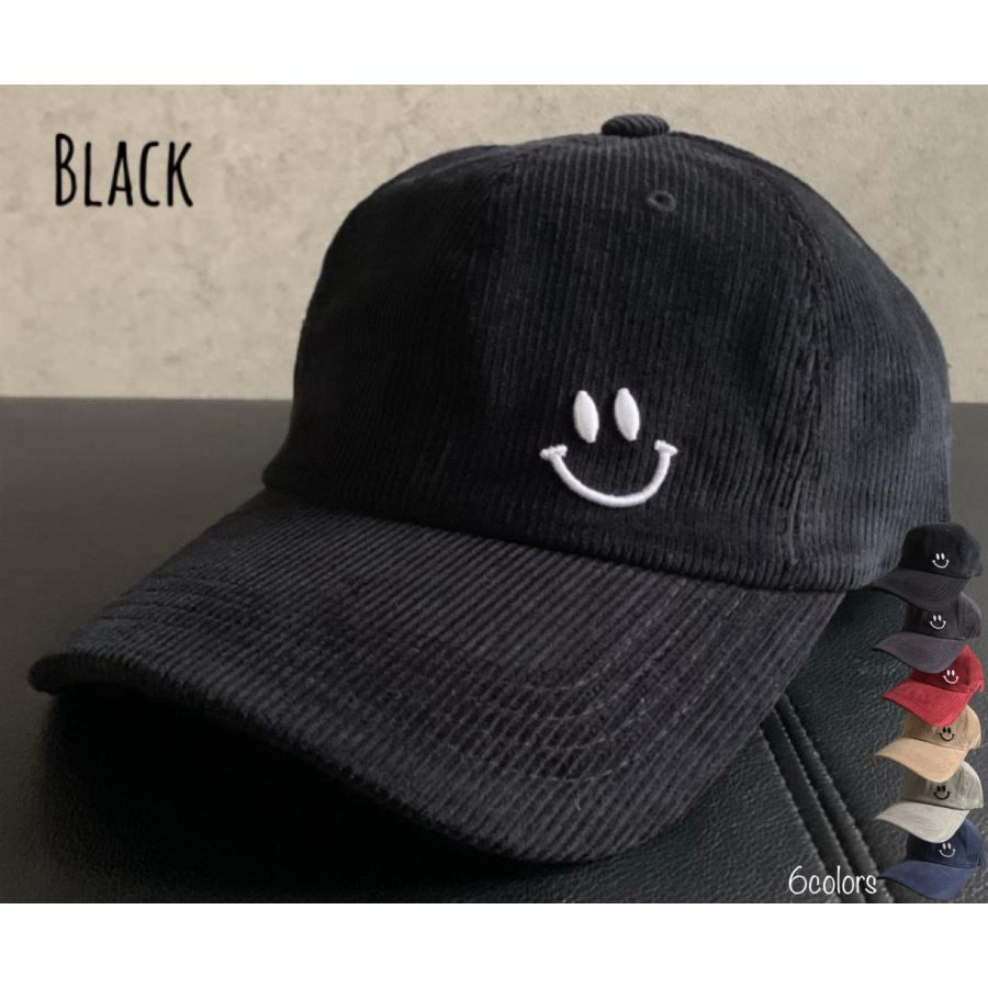 帽子 スマイル コーデュロイ キャップ カーブキャップ トレンド プチプラ メンズ レディース 男女兼用 ニコちゃん Cap 店内商品２点以上ご購入で送料無料 Sm C Bk Green Clover Project 通販 Yahoo ショッピング